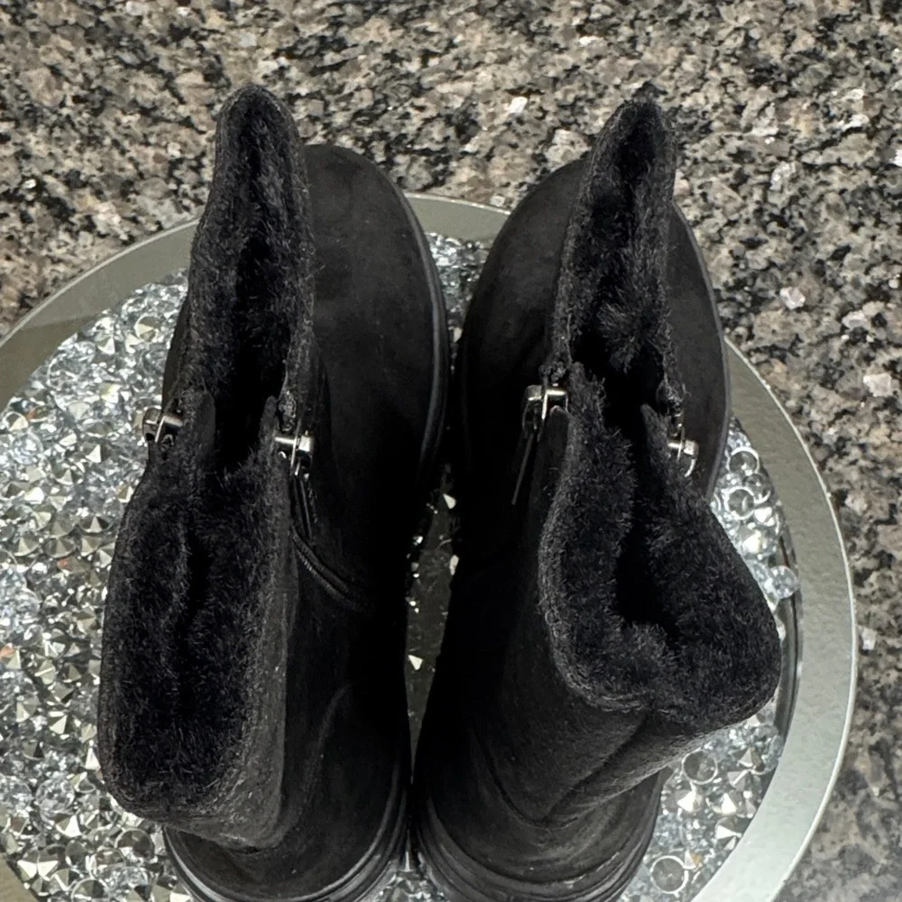 J Slides suede leather waterproof Black Winter ankle Boots NEW 8.5